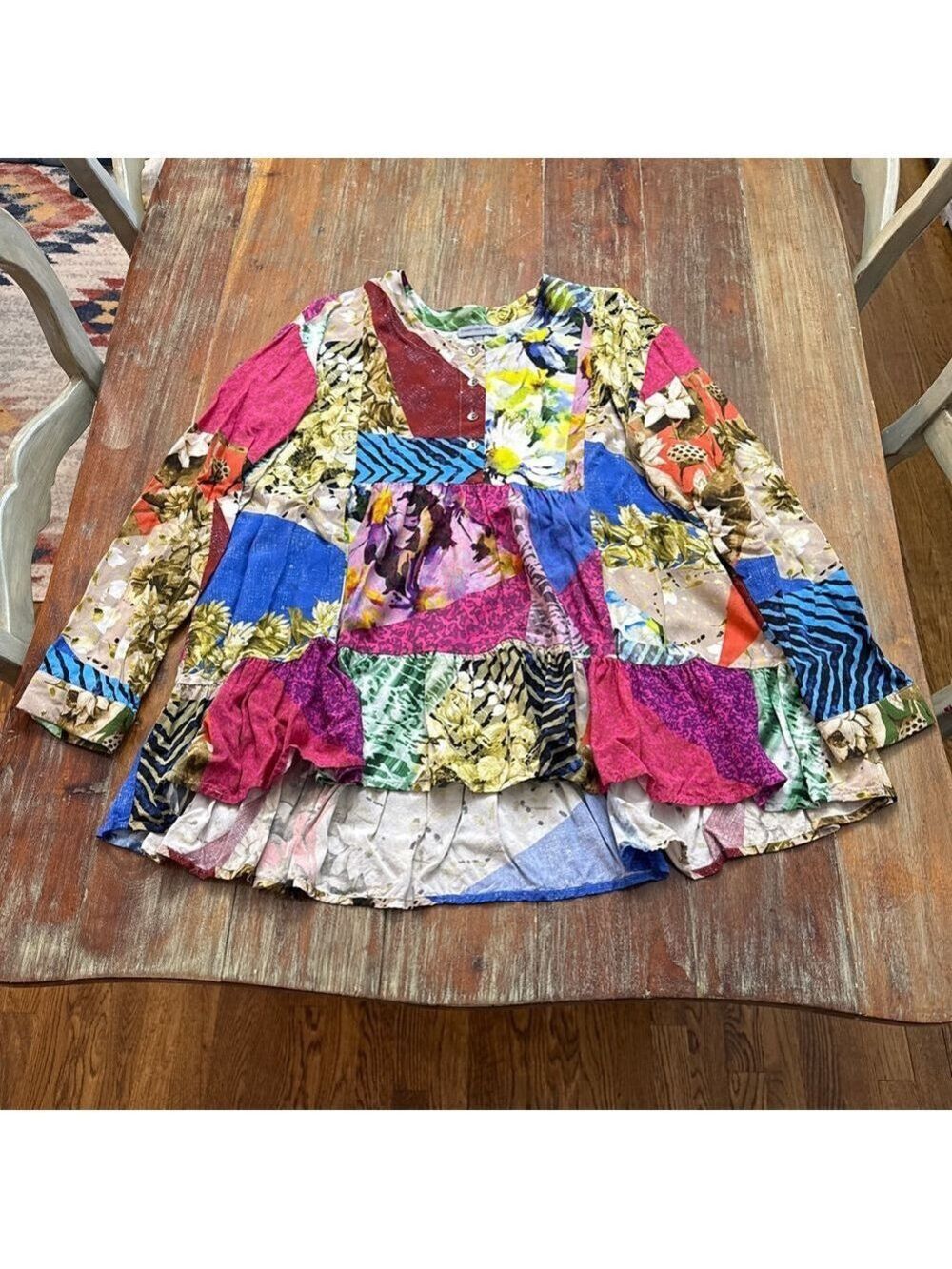 Anthropologie Conditions Apply Mixed Print Tunic Top Large
